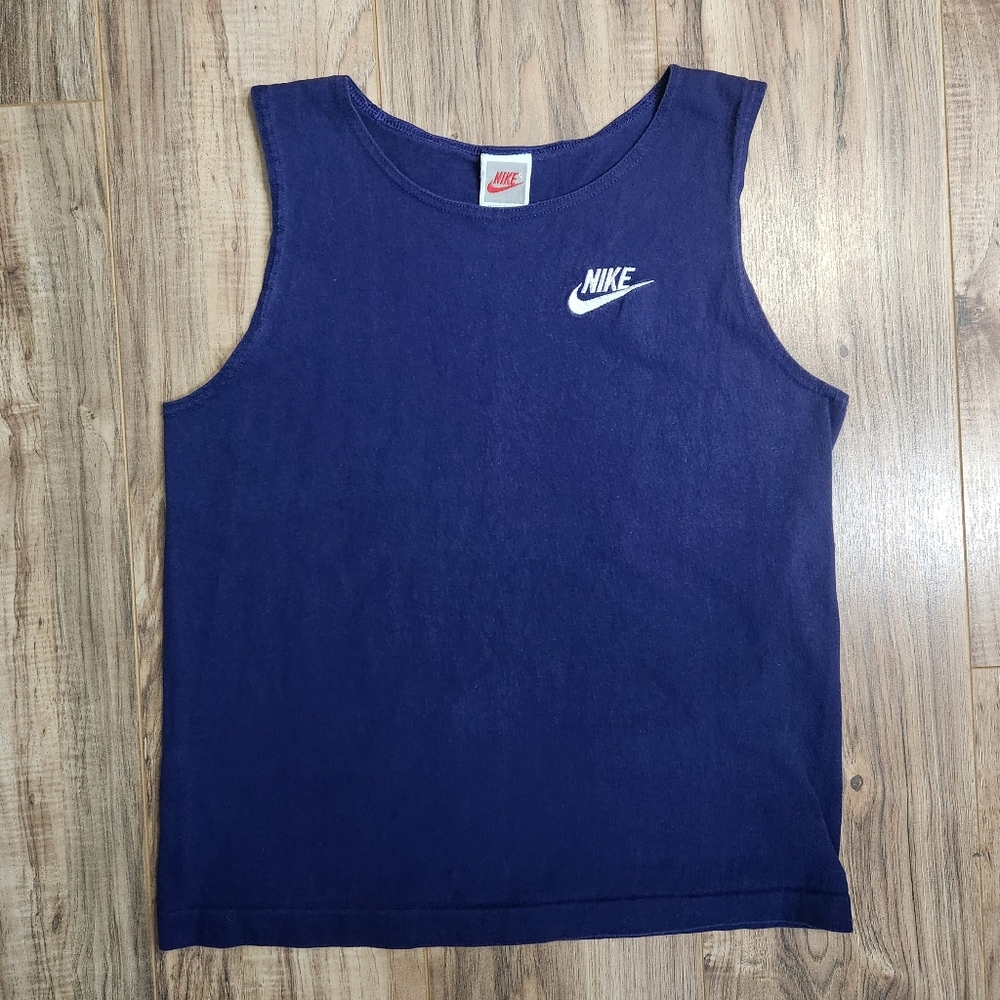 Vintage 80s Nike Tank Top | Made in USA | Embroidered Logo | Red Gray Tag Sporty